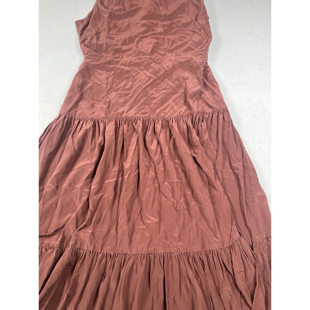 NWT Banana Republic Matte Silk Halter Maxi‎ Dress In Deep Brick Size 12 - Picture 5 of 11